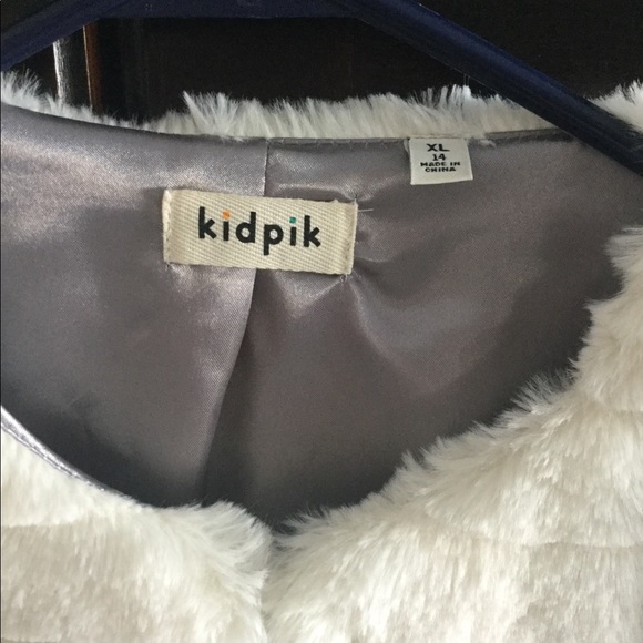 🆕 Kidpik Girls Faux Fur Jacket Size XL/14 Ivory - Picture 2 of 3